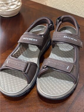 Skechers TRESMEN GARO Men’s Brown gray Adjustable Straps Sport Sandals Comfort